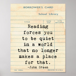 Poster Reading Quiet John Green Citation Wall Art