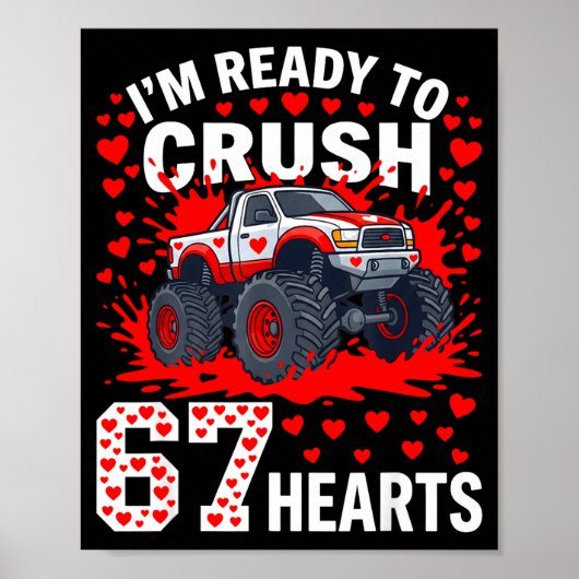 Poster Ready To Crush 67 Hearts Monster Truck Valentines  (Devant)
