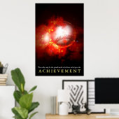 Poster Réalisation Motivation Flaming Baseball (Bureau à domicile)