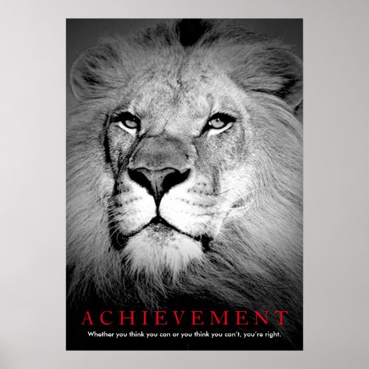 Poster Réalisation Motivationnel Lion noir rouge et blanc (Devant)