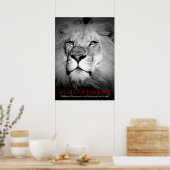 Poster Réalisation Motivationnel Lion noir rouge et blanc (Cuisine)
