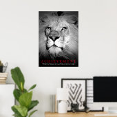 Poster Réalisation Motivationnel Lion noir rouge et blanc (Bureau à domicile)