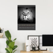 Poster Réalisation Motivationnelle Lion noir et blanc (Bureau à domicile)