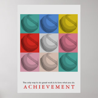 Poster Réalisation Motivationnelle Retro Baseball Pop Art