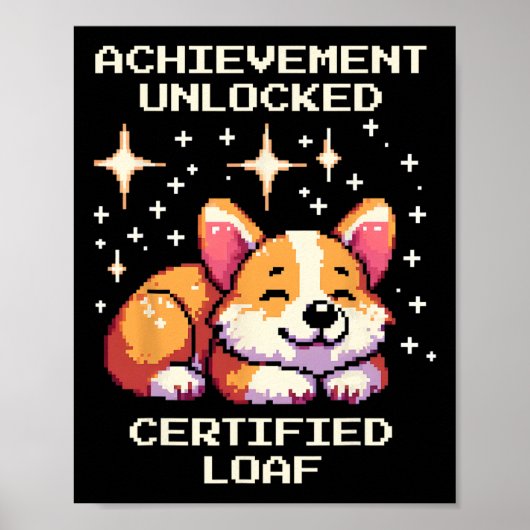 Poster Réalisation Pain Certifié Déverrouillé Corgi Pixel (Devant)