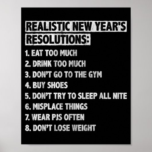 Poster Realistic New Year's Resolutions Sayings Quote Fun (Devant)