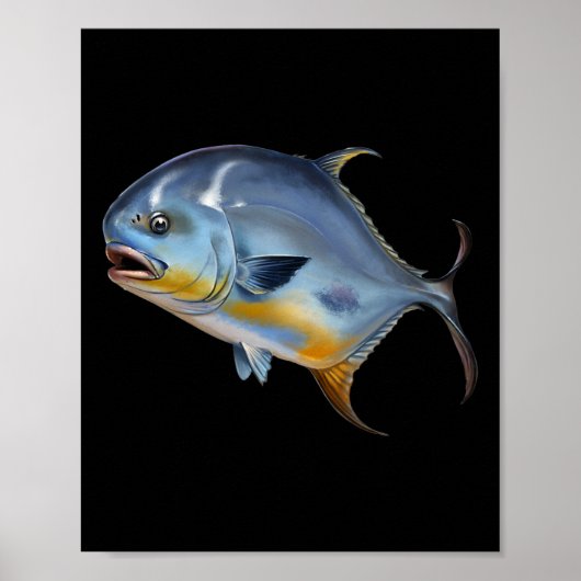 Poster Realistic Permit Fish For Lovers Of Fishing Or Ich (Devant)