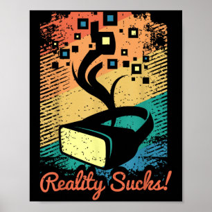 Poster Réalité Virtuelle Graphique Rétro Art Distressé Po