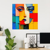 Poster "Réalités fracturées" - Un portrait Abstrait (Bureau à domicile)