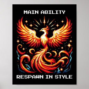 Poster Réapparaître dans le style Phoenix Pixel Revival A