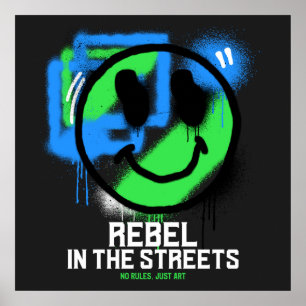 Poster Rebel dans les rues Graffiti Smiley Art urbain