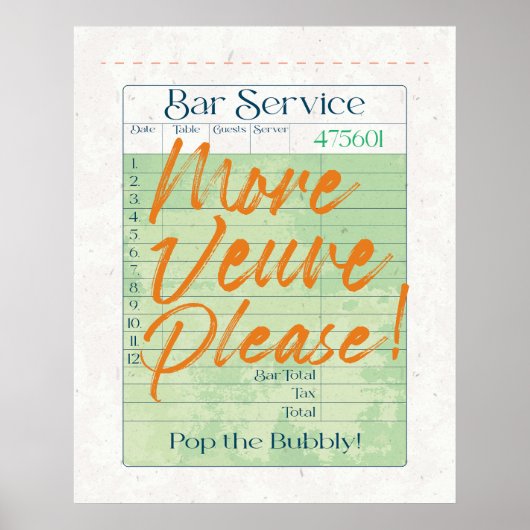 Poster Réception chèque client Champagne Pop the Bubbly (Devant)