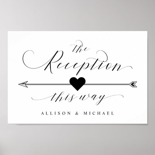 Poster Réception De Cette Façon Élégant Script Signal Dir (Devant)