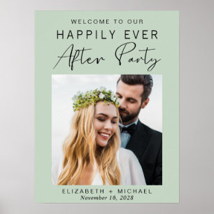 Poster Réception de mariage moderne vert sauge Bienvenue 