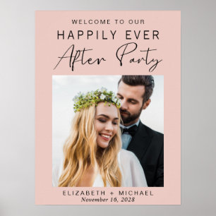 Poster Réception de mariage rose moderne Photo de bienven