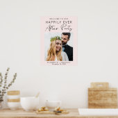 Poster Réception de mariage rose photo moderne Bienvenue (Cuisine)