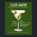 Poster Recette classique Gin Martini<br><div class="desc">Élevez l'expérience classique Martini avec cette recette qui comporte trois olives vertes. Fabriqué avec du gin lisse et de la vermouth sèche,  ce cocktail emblématique dégage une élégance et un raffinement intemporels. Fatigué à la perfection et garni d'un trio d'olives,  c'est l'indulgence ultime pour les amateurs de Martini.</div>