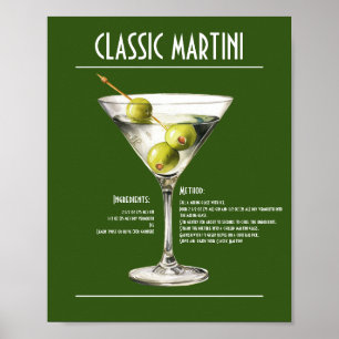 Poster Recette classique Gin Martini
