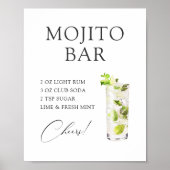 Poster Recette de bar à cocktails Mojito (Devant)