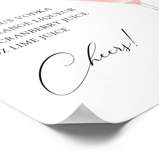 Poster Recette de cocktail Cosmo Bar (Coin)