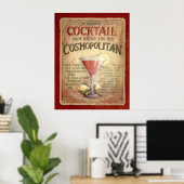Poster recette de cocktail cosmopolite (Bureau à domicile)