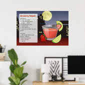 Poster Recette de cocktail fraise Daiquiri (Bureau à domicile)