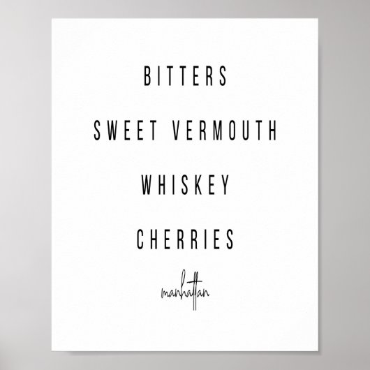 Poster Recette de cocktail Manhattan (Devant)