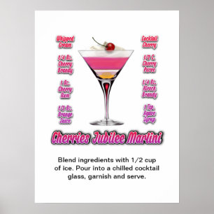 Poster Recette de cocktail Martini Cherries Jubilee 18"x2