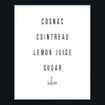 Poster Recette de cocktail Sidecar<br><div class="desc">Recette de cocktail Sidecar</div>