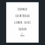 Poster Recette de cocktail Sidecar<br><div class="desc">Recette de cocktail Sidecar</div>