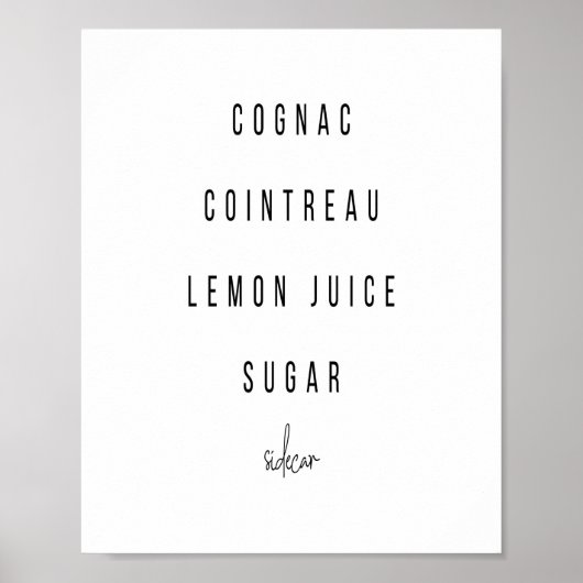 Poster Recette de cocktail Sidecar (Devant)