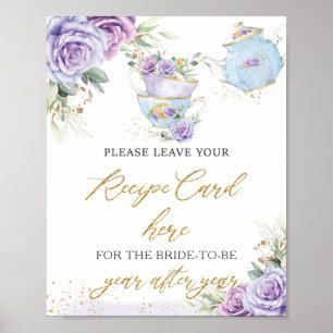 Poster Recette de la fête du thé à la florale pourpre pou