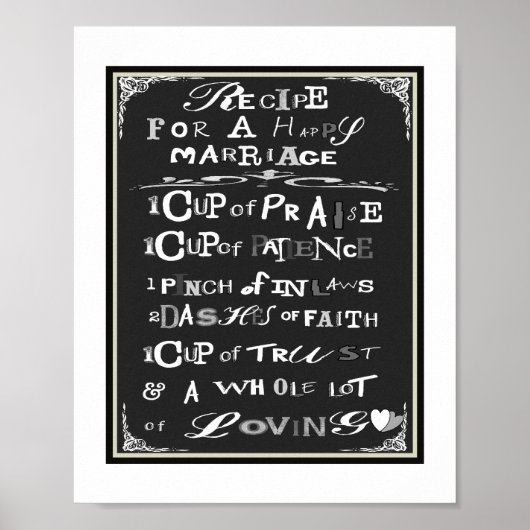 Poster Recette de typographie pour l'affiche Mariage heur (Devant)