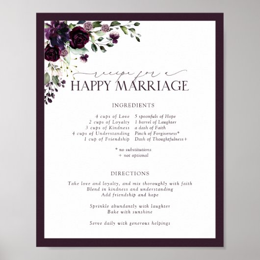 Poster Recette d'Elégante Prune Violette pour un Mariage (Devant)