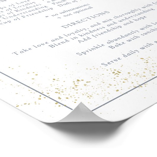 Poster Recette Dusty Blue Blush Pink pour un mariage heur (Coin)