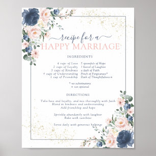 Poster Recette Dusty Blue Blush Pink pour un mariage heur