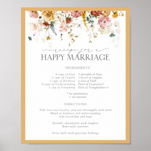 Poster Recette Fleur sauvage jaune pour un mariage heureu (Devant)