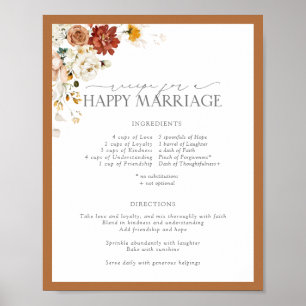 Poster Recette Florale Orange Rouille pour un Mariage Heu