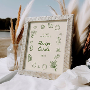 Poster Recette Hors Du Marché Vert Main Dessinée Recette