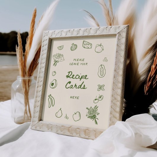 Poster Recette Hors Du Marché Vert Main Dessinée Recette