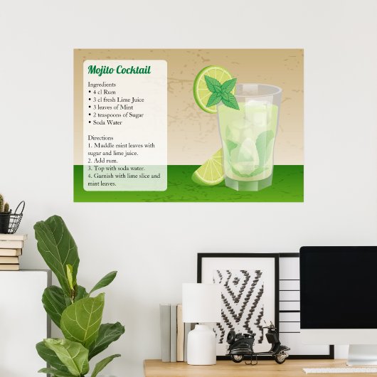 Poster Recette Mojito (Bureau à domicile)