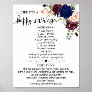 Poster Recette pour un cadeau de douche de mariage heureu