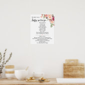 Poster Recette pour un cadeau de mariage heureux rose pou (Cuisine)