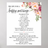 Poster Recette pour un cadeau de mariage heureux rose pou (Devant)