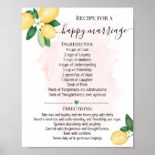 Poster Recette pour un mariage heureux Citron rose douche (Devant)