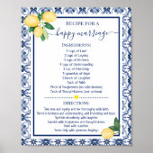 Poster Recette pour un mariage heureux Citrons Douche Cad (Devant)