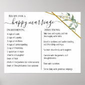 Poster Recette pour un mariage heureux en or vert nouveau (Devant)