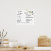 Poster Recette pour un mariage heureux jeune verdure or (Cuisine)