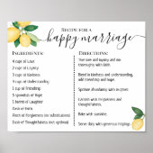 Poster Recette pour un mariage heureux Jeunes mariés Citr (Devant)