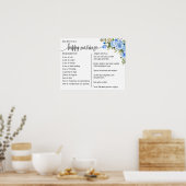 Poster Recette pour un mariage heureux signe cadeau maria (Cuisine)